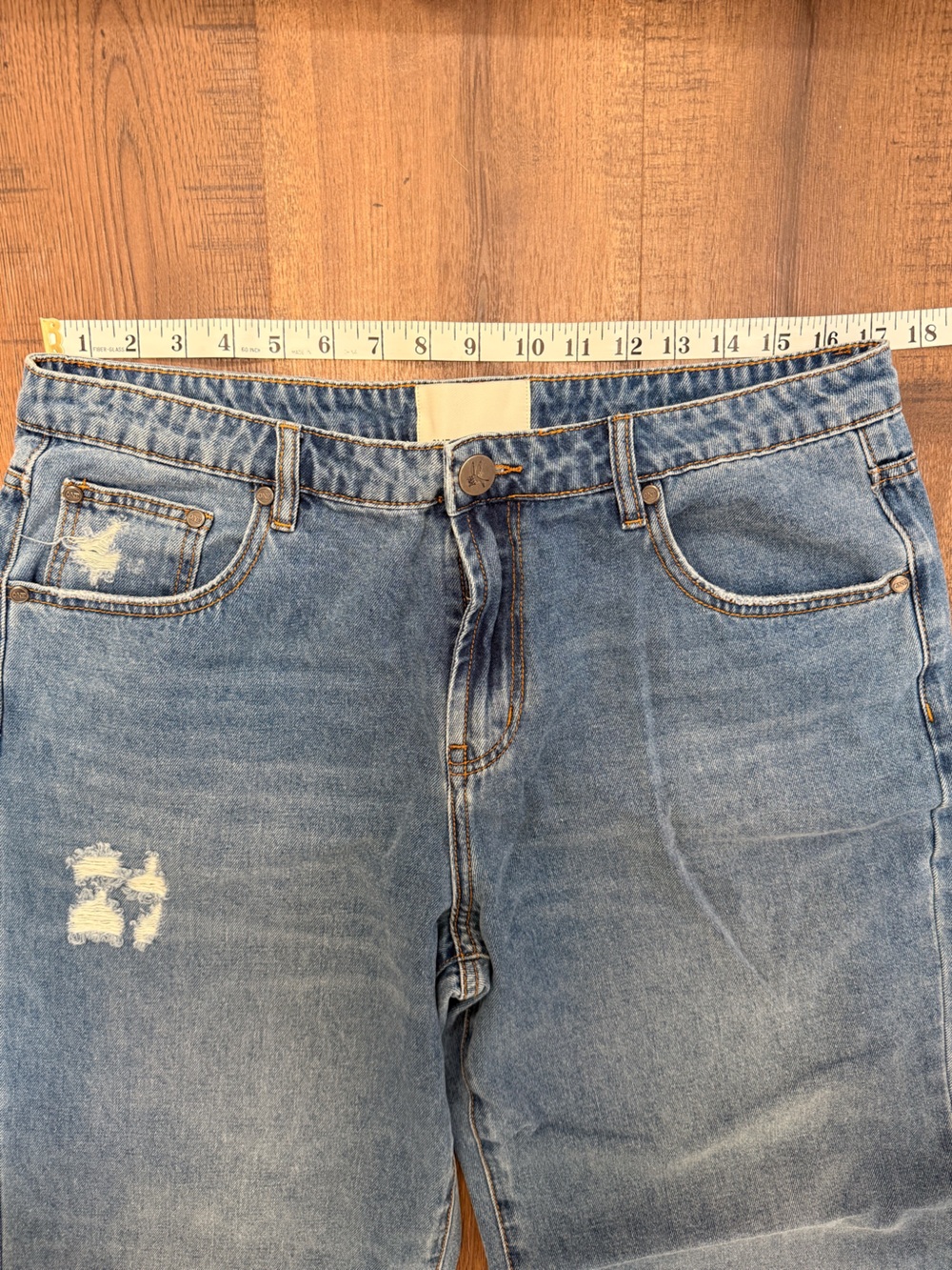 One Teaspoon Wide Leg High Rise Denim Jeans Distressed Hem Baggy Oversize 33 - Picture 4 of 6